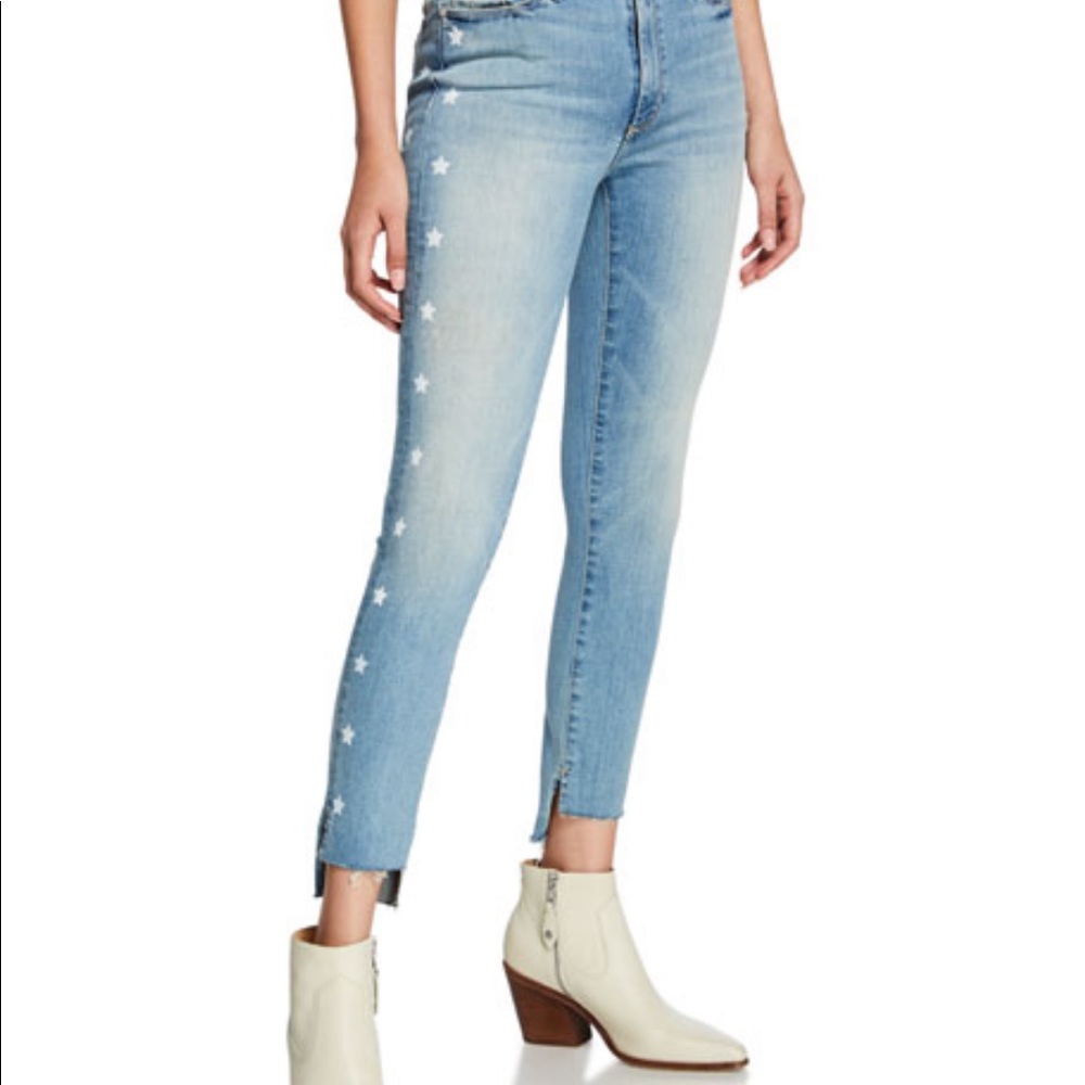 Black Orchid “Miranda Bath Water Off-Step Hem High Rise Skinny Jeans w/ Stars”